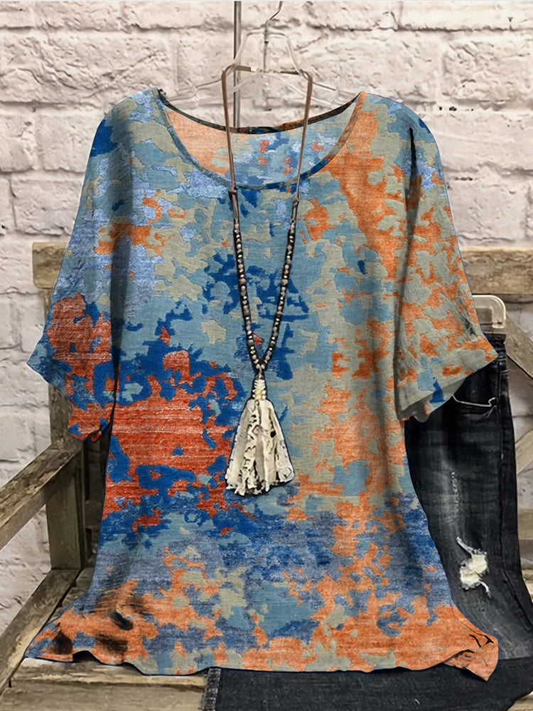 Women Long Sleeve V-neck Graphic Floral Printed Top