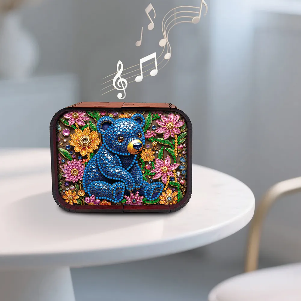 DIY Handcrafted Music Box Diamond Art Kits Music Home Bedroom Decor (Gem Bear)