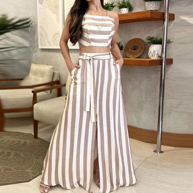 Toloer Toloer Summer New Kun Style · Fashion · Stripe Print Age Reduction Skirt Suit Female-Outfit Ideas