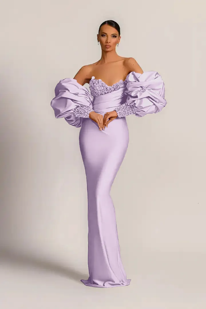 Glamorous Purple Floor Length Sleeveless Mermaid Prom Dress cc1105 main image 1