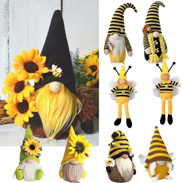 Bumble Bee Gnome Scandinavian Tomte Nisse Dwarf Swedish Figurines Honey Bee Elf For Home Farmhouse Kitchen Decorations