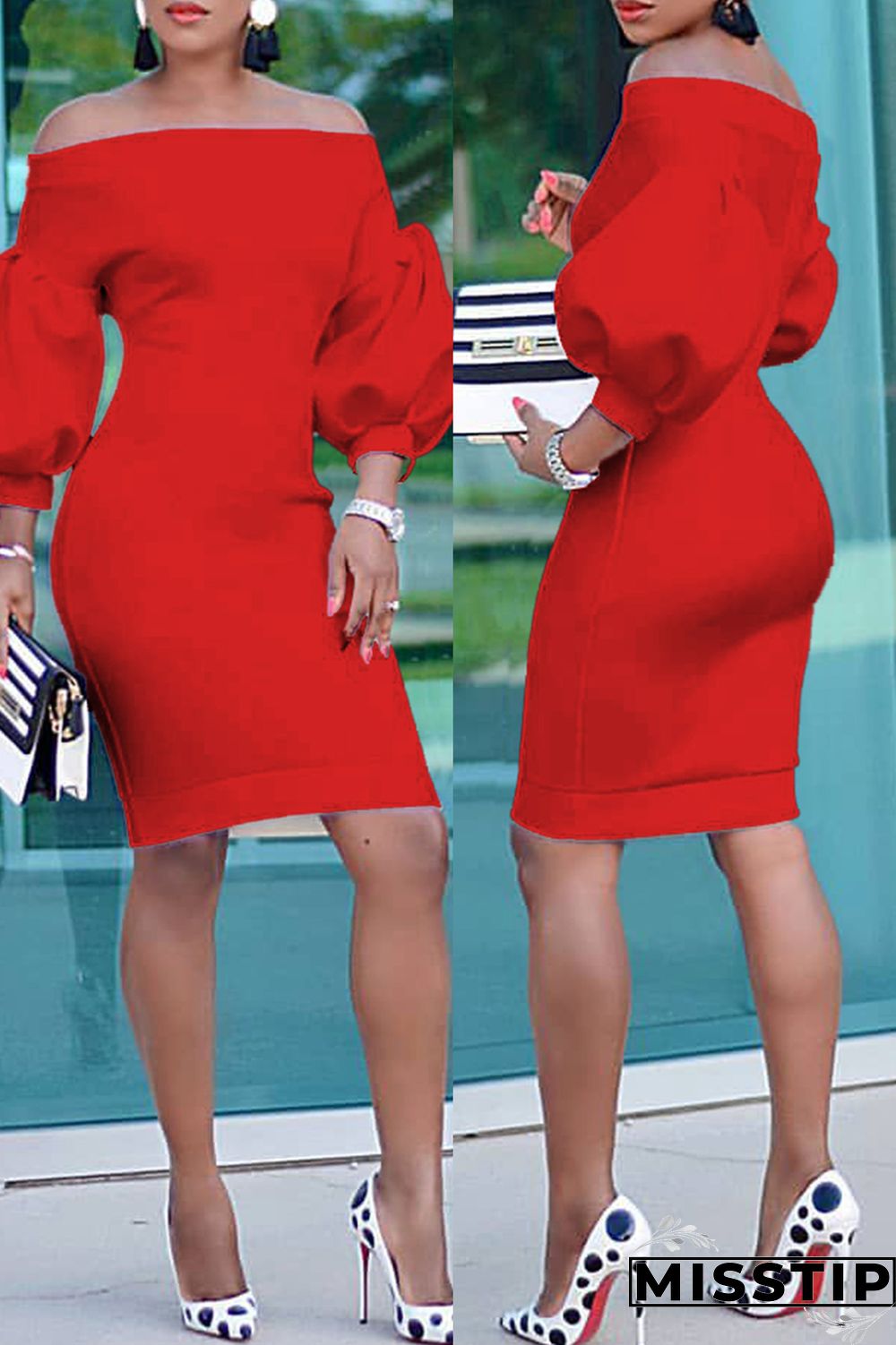 Black Fashion Casual Solid Backless Off the Shoulder Long Sleeve Dresses