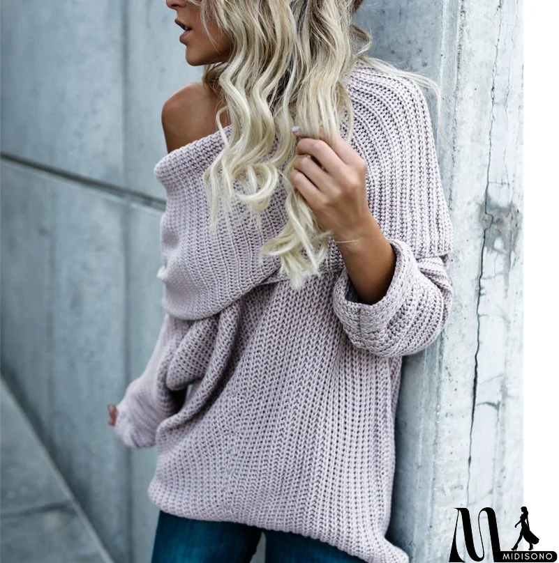 MidiSono - Women'S Loose Long-Sleeved Large Size Sweater