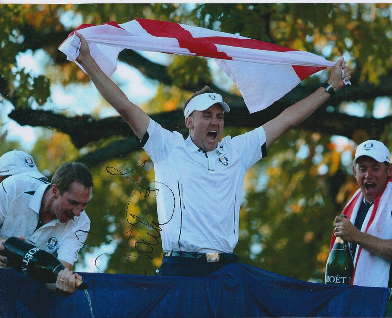 Ian POULTER SIGNED Autograph 10x8 Photo Poster painting AFTAL COA Ryder Cup St George FLAG GOLF