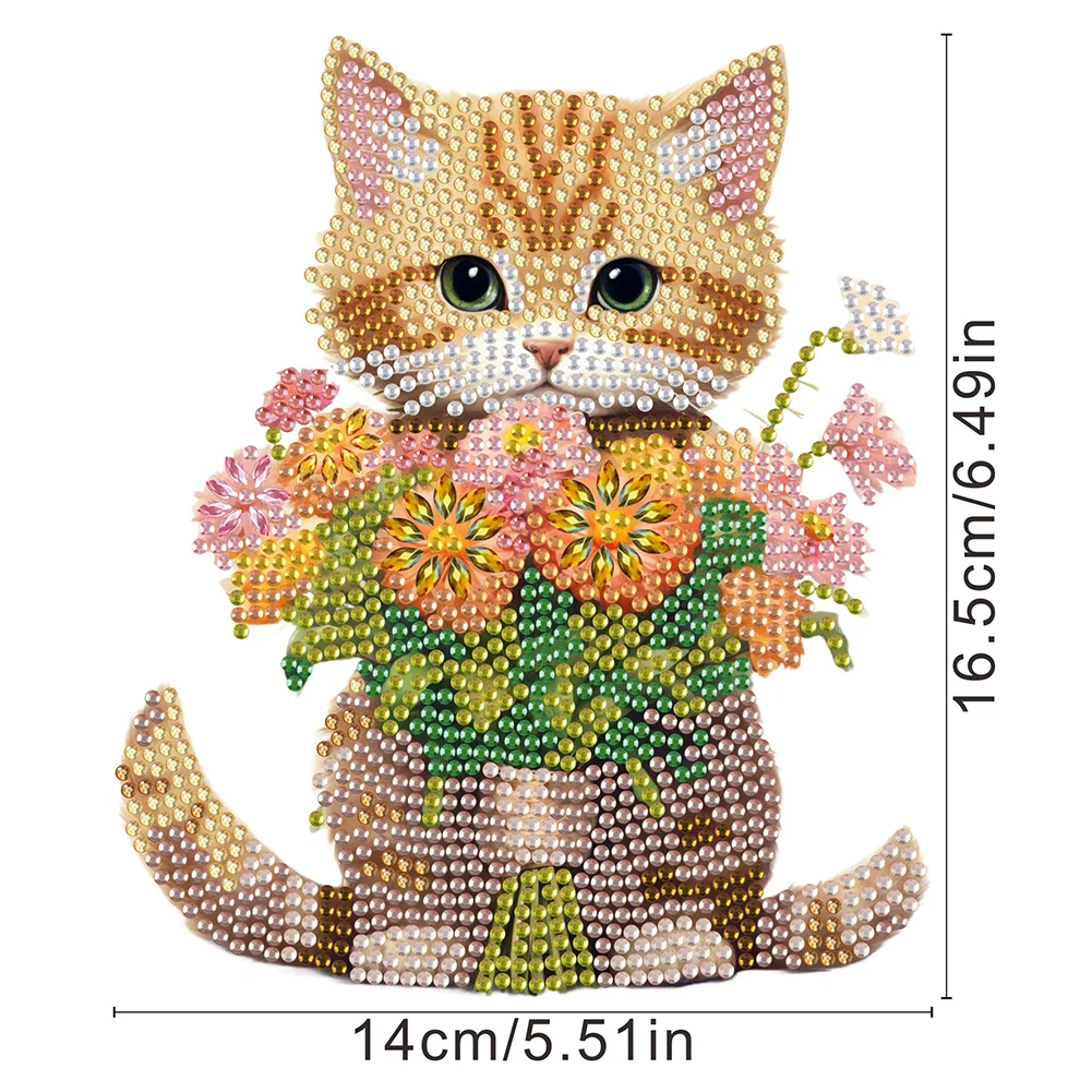 Xmas Acrylic Shaking Head 5D DIY Diamond Art Tabletop Decorations for Home (Cat)