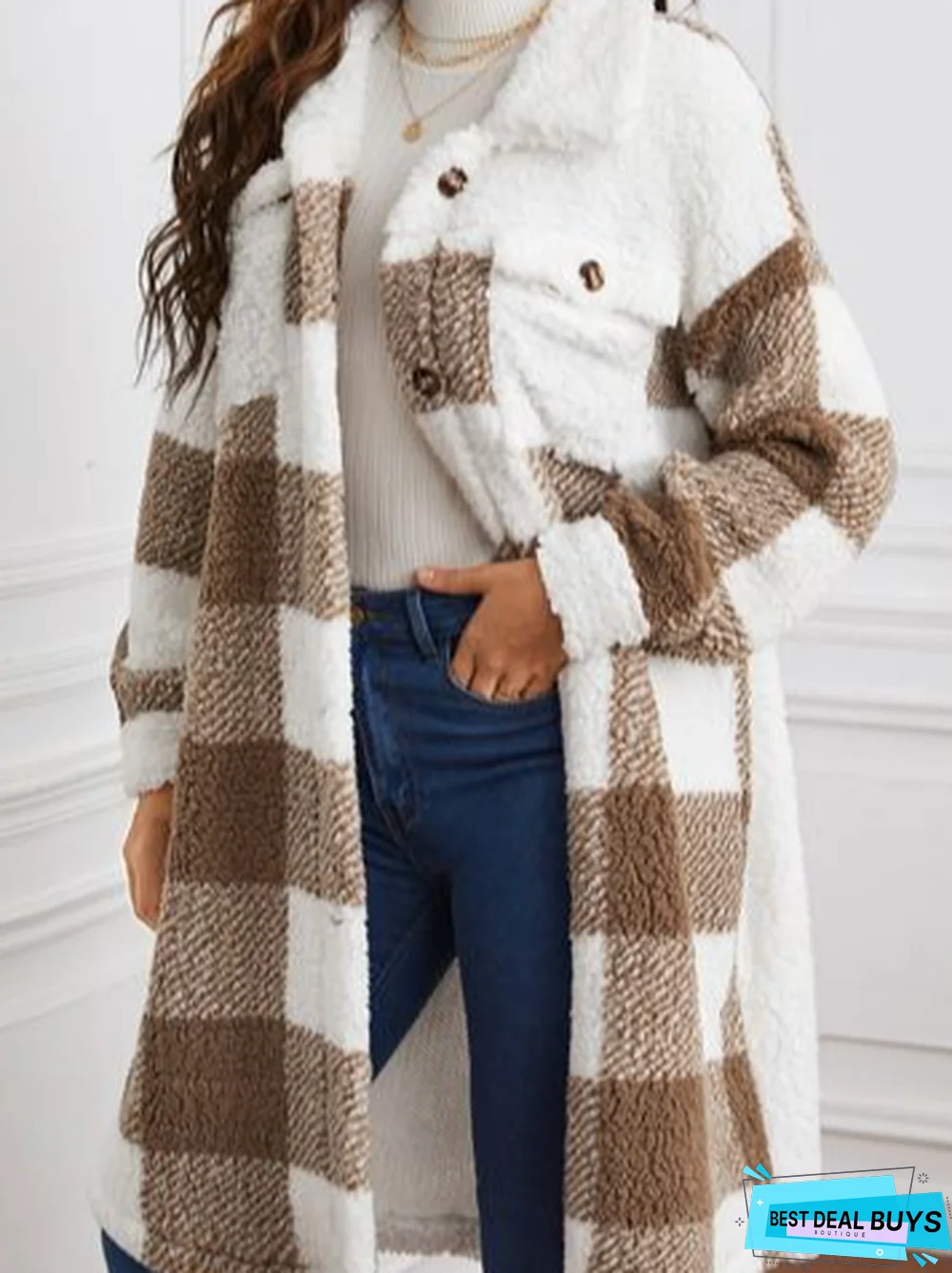 Fluff/Granular Fleece Fabric Shirt Collar Casual Teddy Jacket