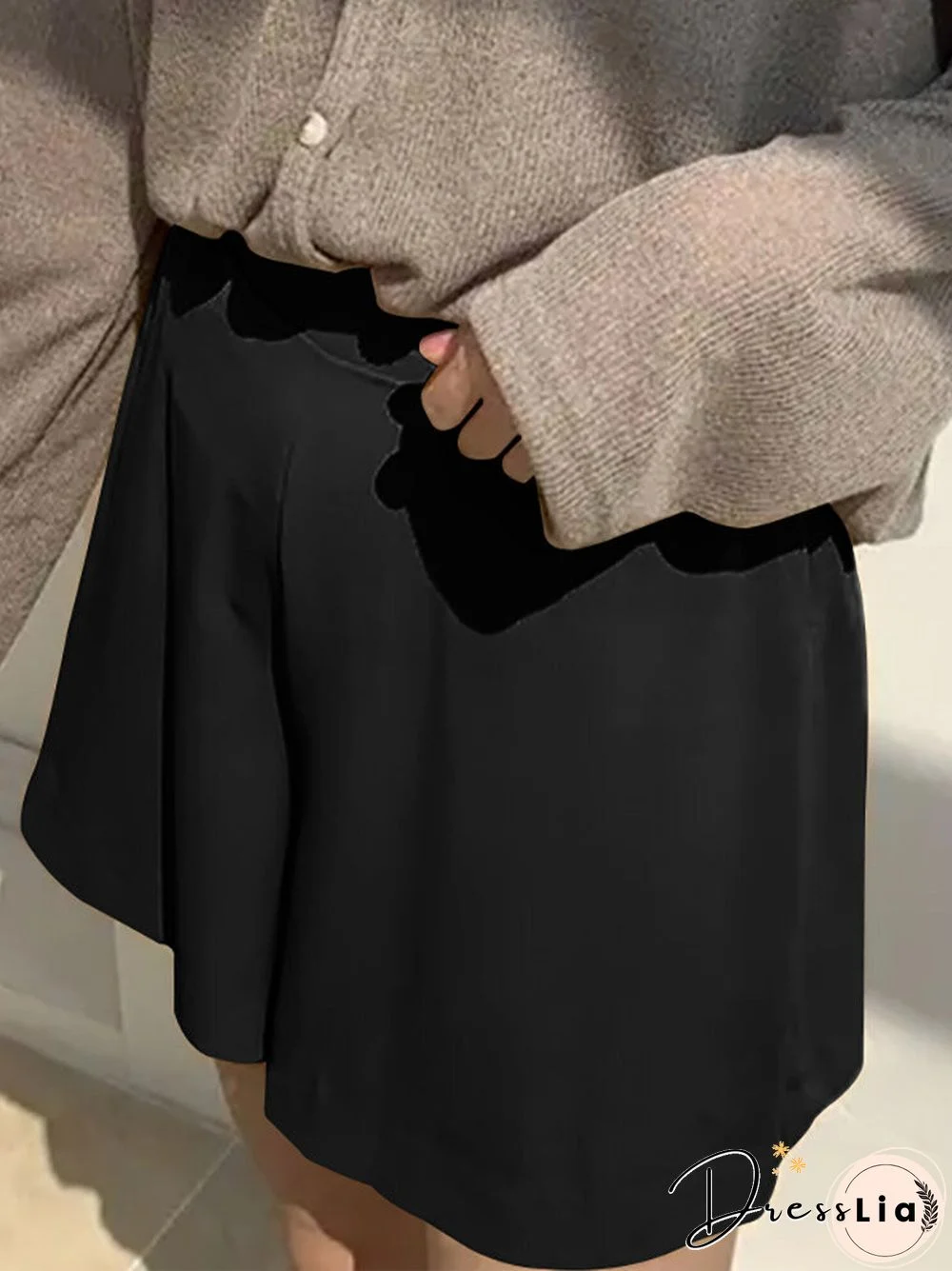 Casual Solid Pocket Wide Leg Shorts for Women