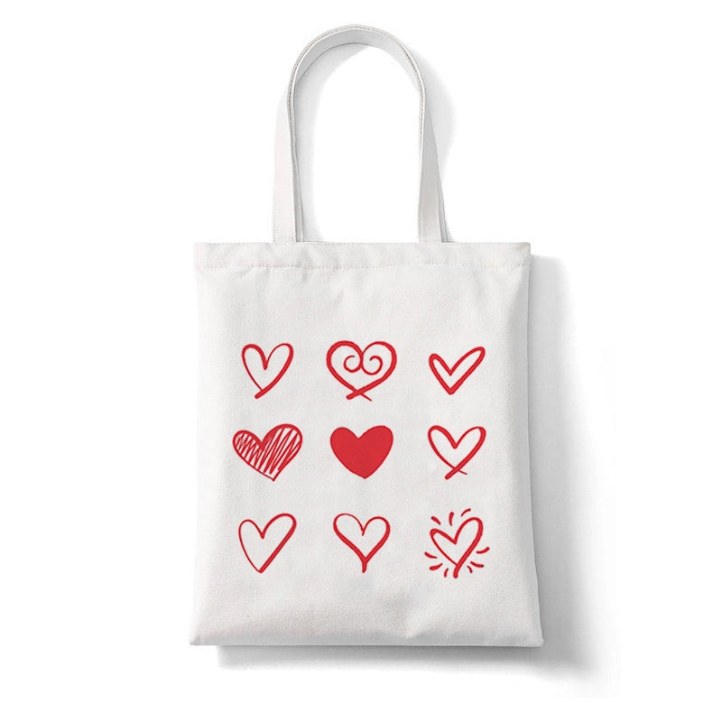Unisex Canvas Heart Shape Basic Classic Style Square Open Canvas Bag