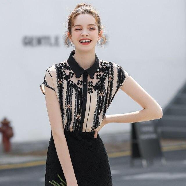 Lace Ruffles Office Lady Blouse Girls Shirts Sweet  Lovely Lolita Plaid Short Sleeve Shirt Women Princess Costume Tops  Bow - Shop Trendy Women's Fashion | TeeYours