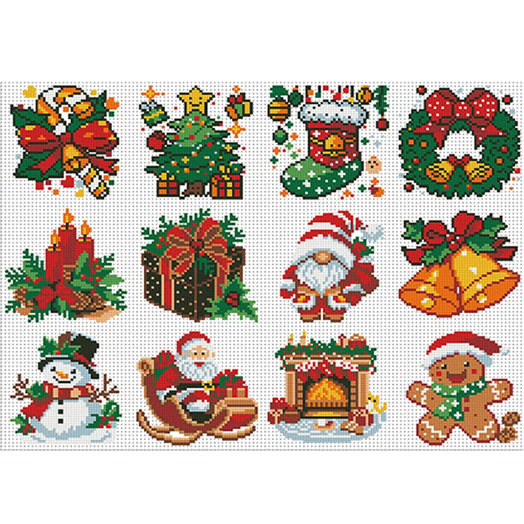 Christmas 12 Elements Partial 11CT DIY Stamped Cross Stitch Kits Gift 36x52cm