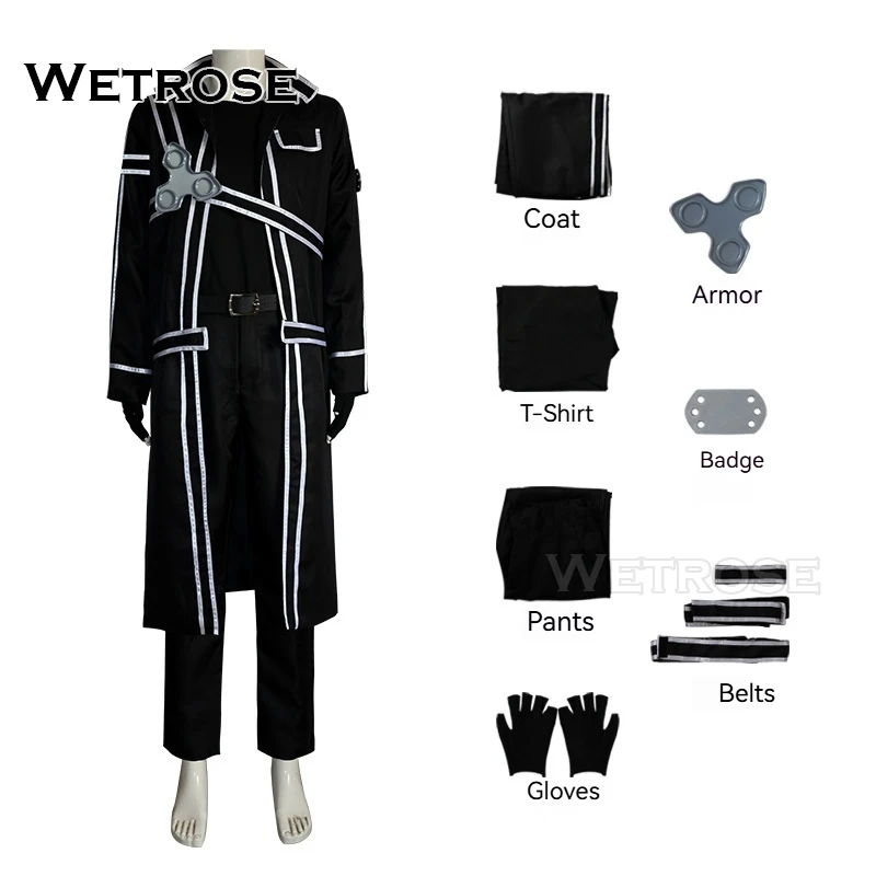[Wetrose] In Stock Kirito Kirigaya Sword Art Online SAO Cosplay Costume Wig Full Set