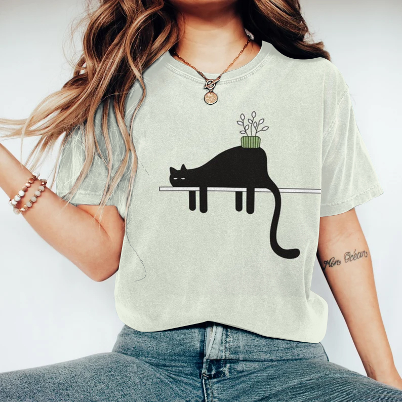 Comstylish Black Cat Painting Art T-Shirt