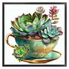 Teacup Succulent-Partial 11CT Stamped Cross Stitch Bead Embroidery 36*36cm/14.17*14.17in tapestrymarket