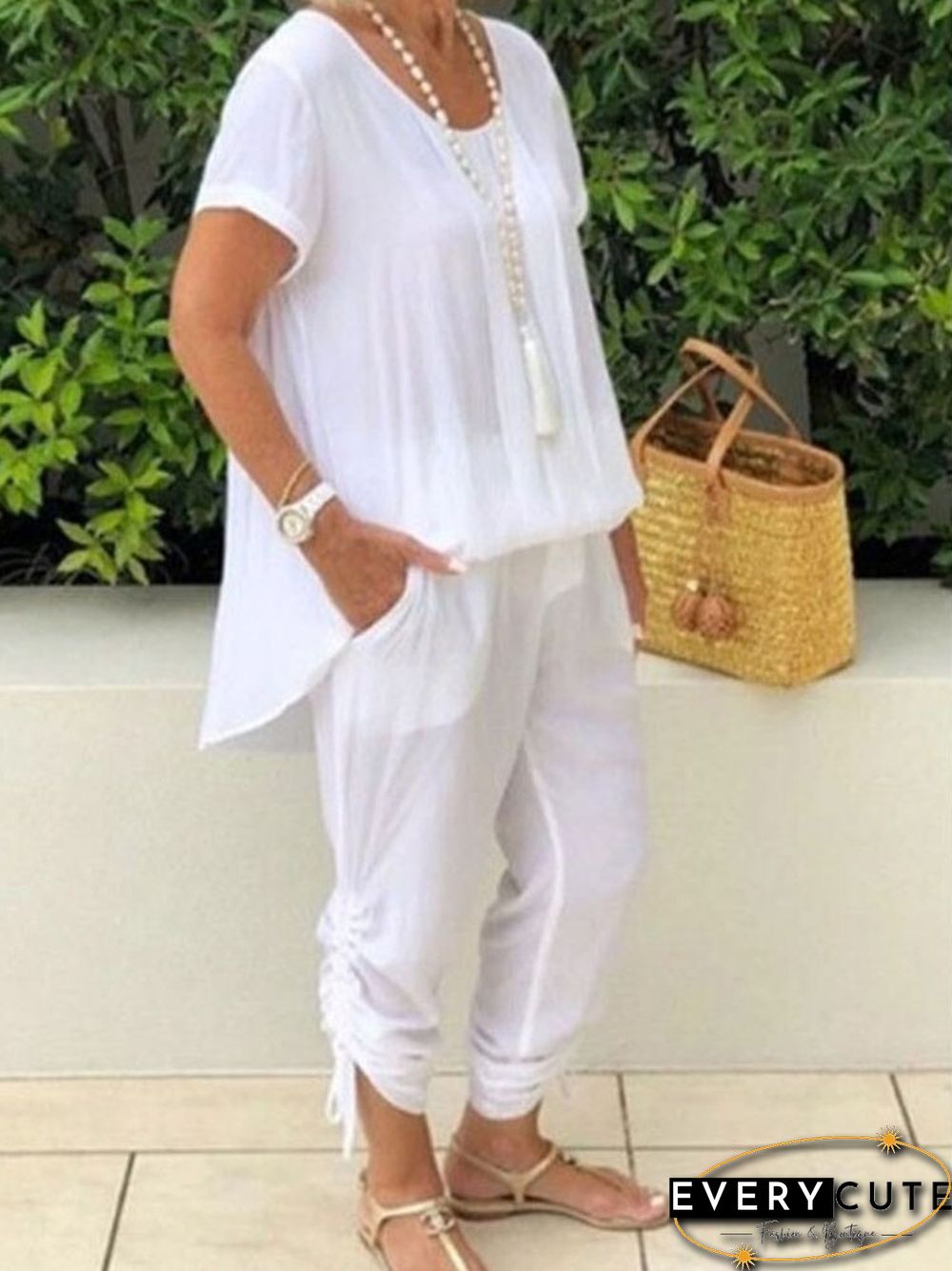 Women Summer Cotton Linen Sets Casual Solid Breathable Streetwear Suits Ladies Loose Long Wide Legs Pants Two Piece Sets