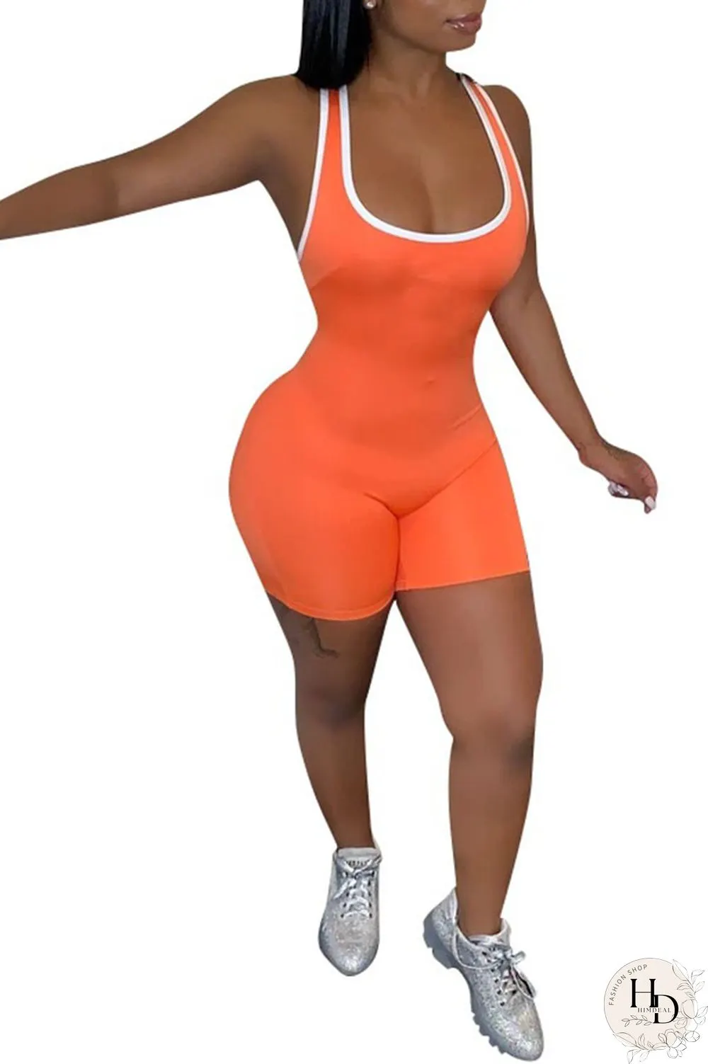 Red Fashion Casual Solid Sleeveless Square Jumpsuits