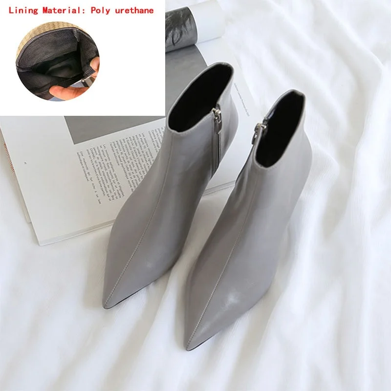 2018 autumn and winter new style with fine pointed high heels Martin boots white boots leather boots Women's boots spring wedgie