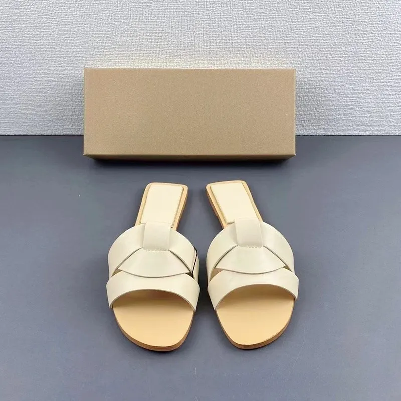 Breakj Breakj Home 2025 New Women's Shoes French High-End Slippers New Cross-Slip Shoes With Comfortable Flat Sandals