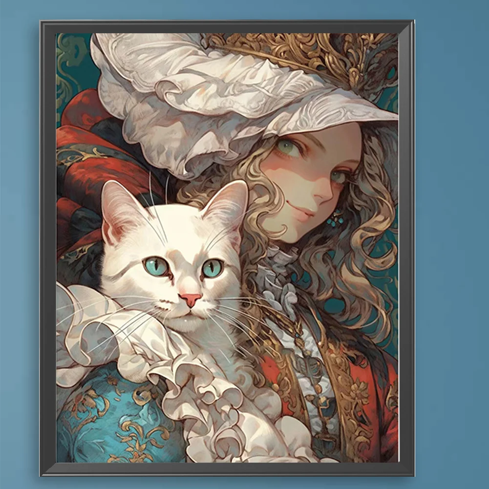 DIY Paint By Number 40*50cm - Noble Girl Holding A Cat
