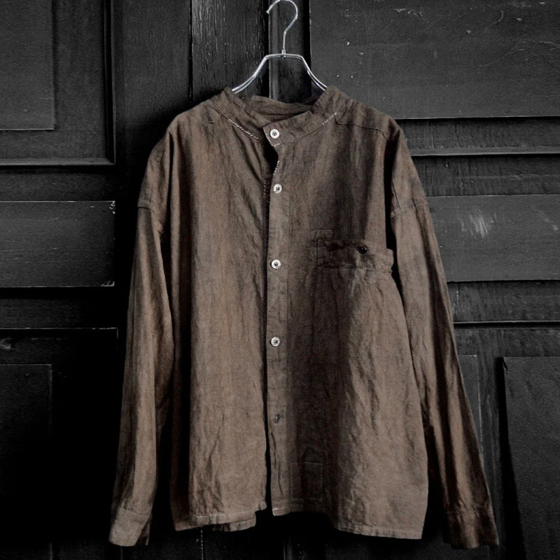 Men's Loose Cotton And Linen Drop Shoulder Sleeve Shirt