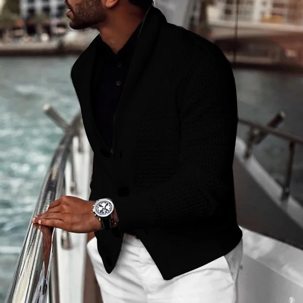 Wongn Wongn Fashion Autumn And Winter Men's Cardigan Pure Color Fashion Casual Slim Knit Cardigan Sweater Man