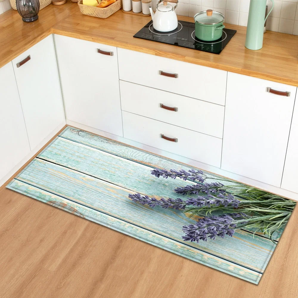 Kitchen Rug Home Entrance Doormat Wood Grain Pattern Bedroom  Floor Decoration Long Carpet Non-Slip Hallway Balcony Bathroom Mat