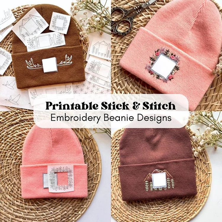 【Mother's Day】Embroidered Beanie Printable Patterns(14 Total Designs) - Digital Download