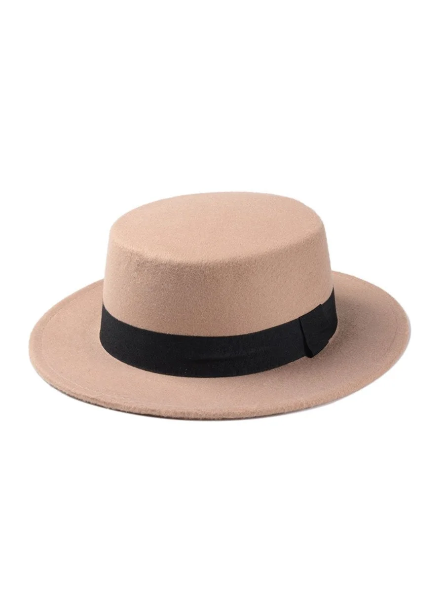 Flat Top Hat Women Wide Brim Fedora Hat