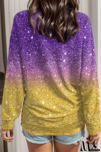 MidiSono - Gradient Round Neck Long Sleeve T-Shirt