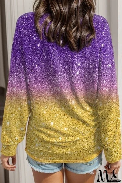 MidiSono - Gradient Round Neck Long Sleeve T-Shirt