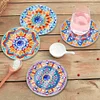 (US Local)[Upgrade]6pcs/set DIY Diamond Painting Waterproof Case Classic Mandala Coaster Gift Decor Set