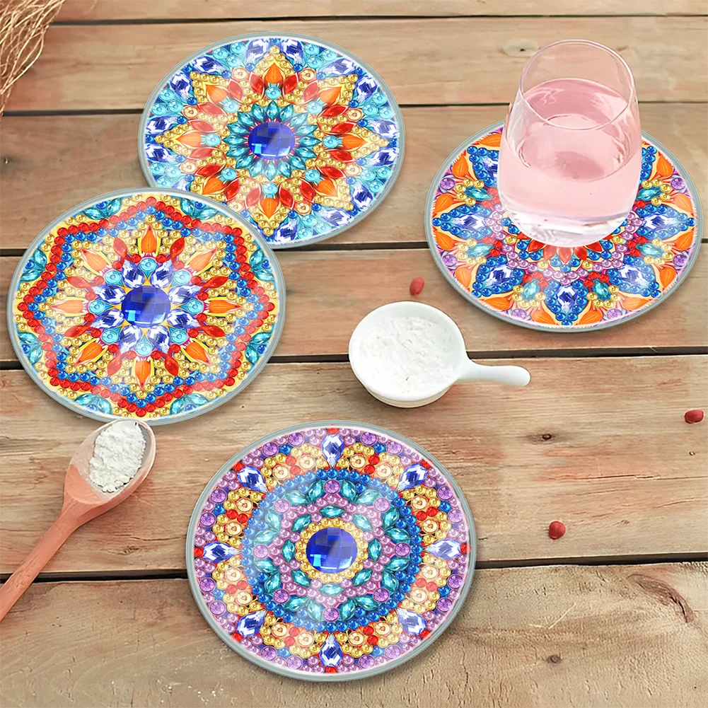 [Upgrade - Waterproof Coaster]6pcs DIY Mandala Coaster Set Holiday Christmas for Adults and Beginners(With Covers)