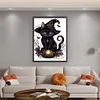 >SALE<Full Embroidery Cotton Thread 11CT Printed Magic Black Cat Cross Stitch 50x65cm