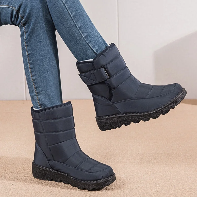 2021 New Winter High-top Plush Boots Water Proof Hook & Loop Plus Velvet Women's Shoes Long Tube Outdoor Snow Boots