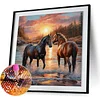 (US Only)Diamond Painting - Full Round Drill - Two Horses (Canvas|30*30cm)