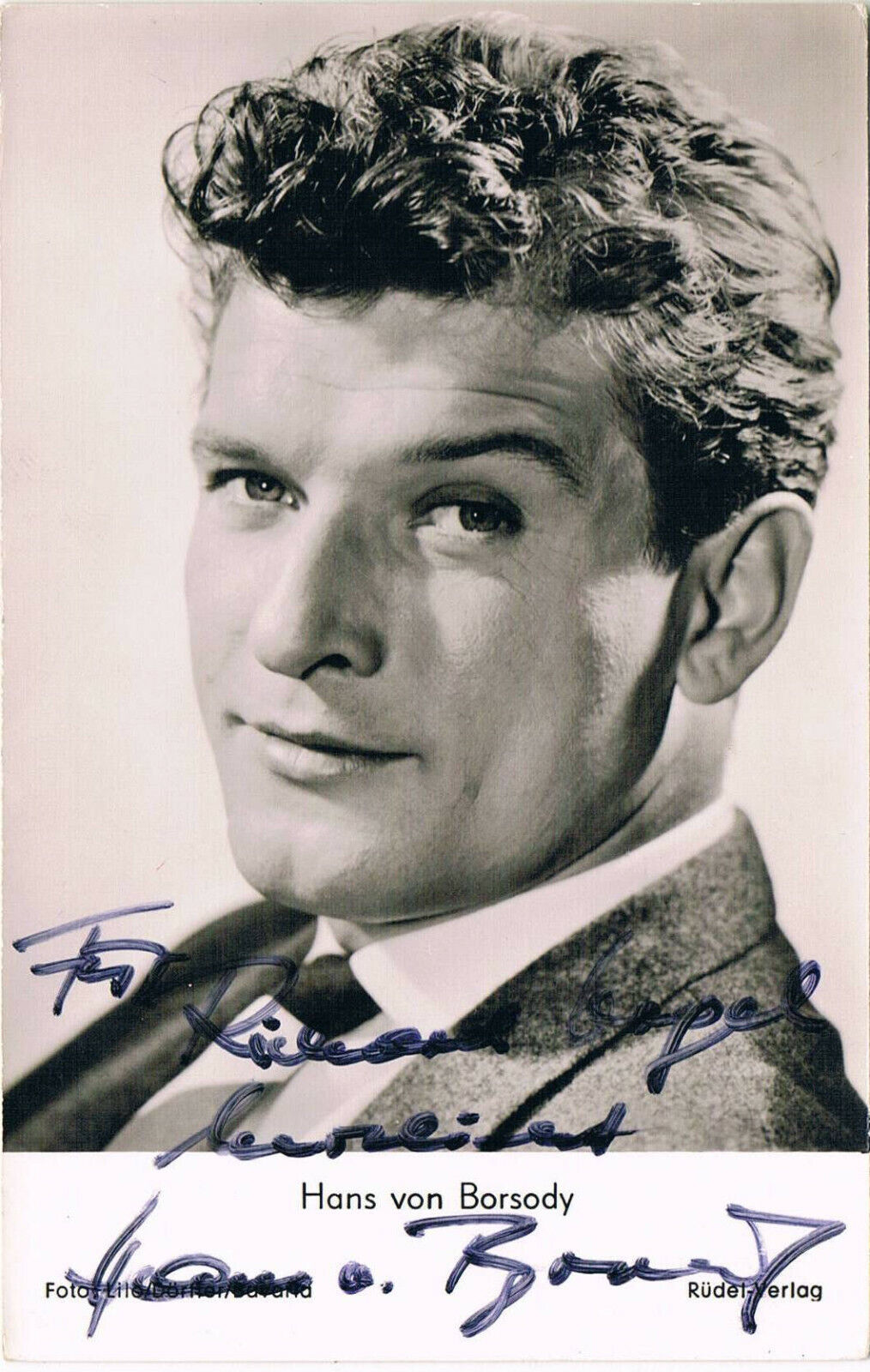 Hans von Borsody 1929-2013 autograph signed postcard Photo Poster painting 3.5x5.5 German actor