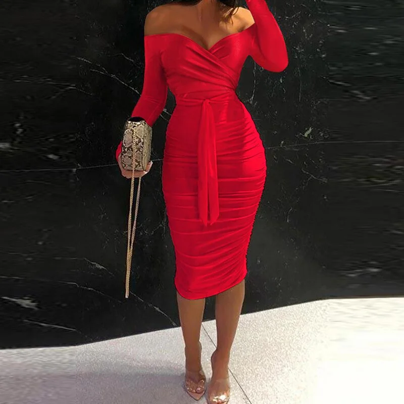 Graduation Gifts  Summer Women Midi Dress Floral Print Ruched Lace Up One Shoulder Robe Elegant Bodycon Party Dress 2023