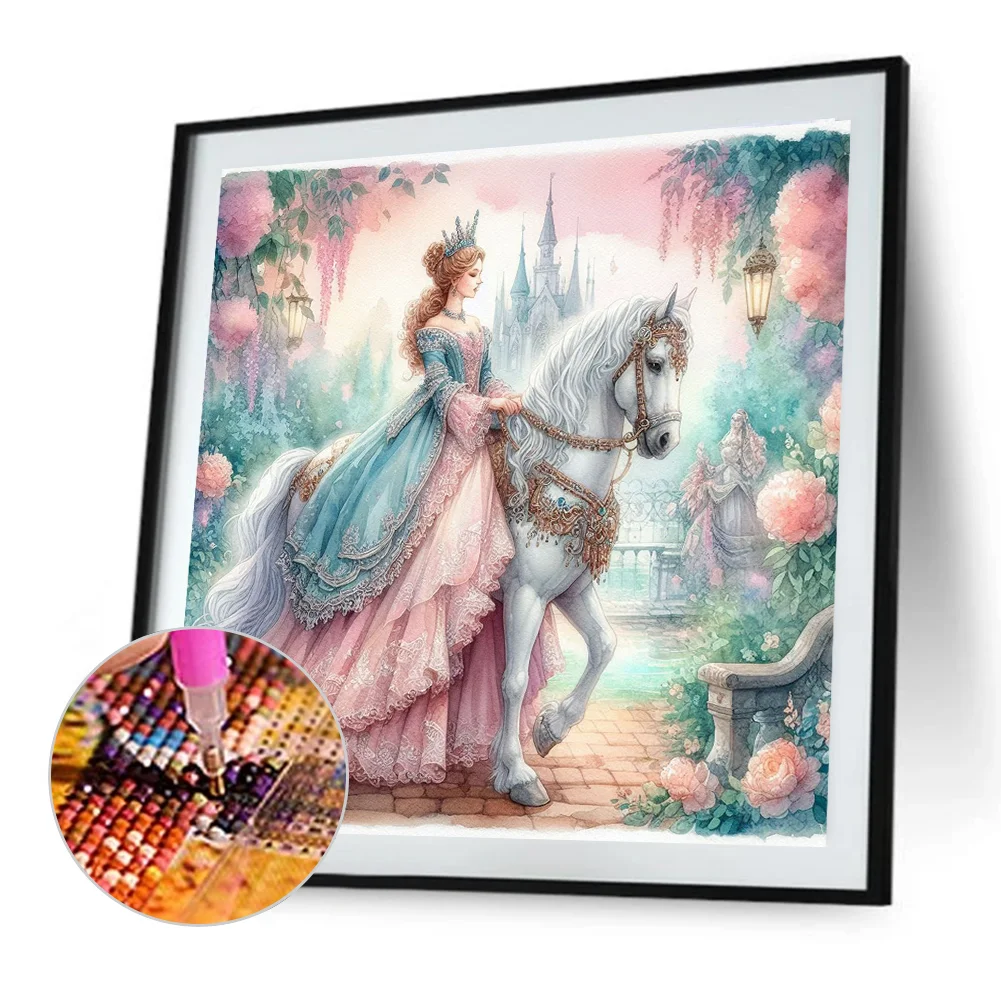Diamond Painting - Full Round Drill - Horse Girl(Canvas|40*40cm)