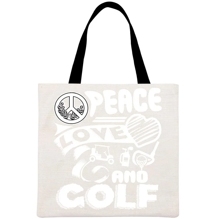 Golf peace love golf Printed Linen Bag-Annaletters