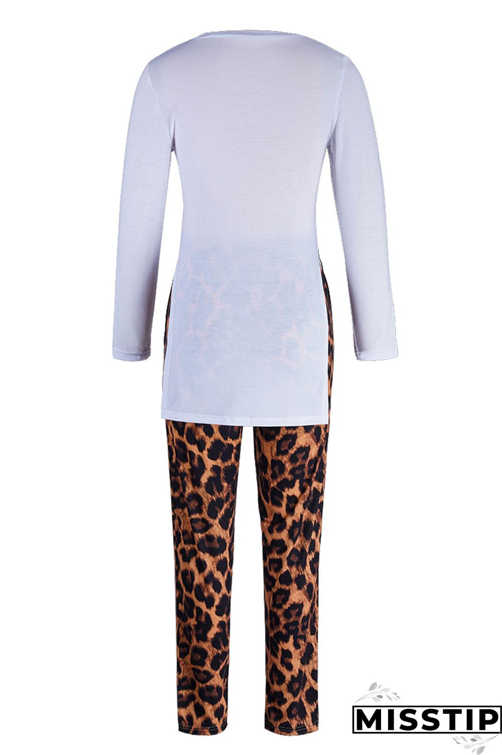 Black Casual Letter Print Patchwork Slit O Neck Long Sleeve Two Pieces