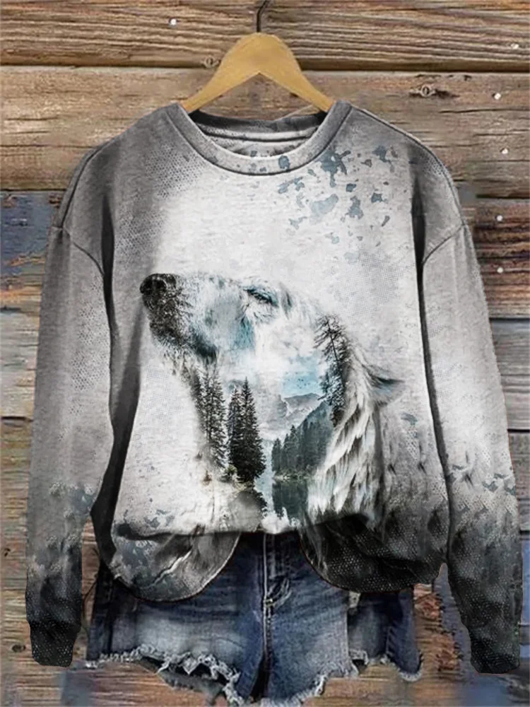 Wearshes Polar Bear Print Sweatshirt