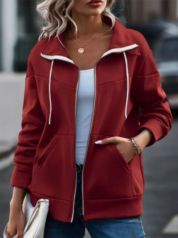 Ladies long sleeve fleece cardigan sweater jacket Flusfy