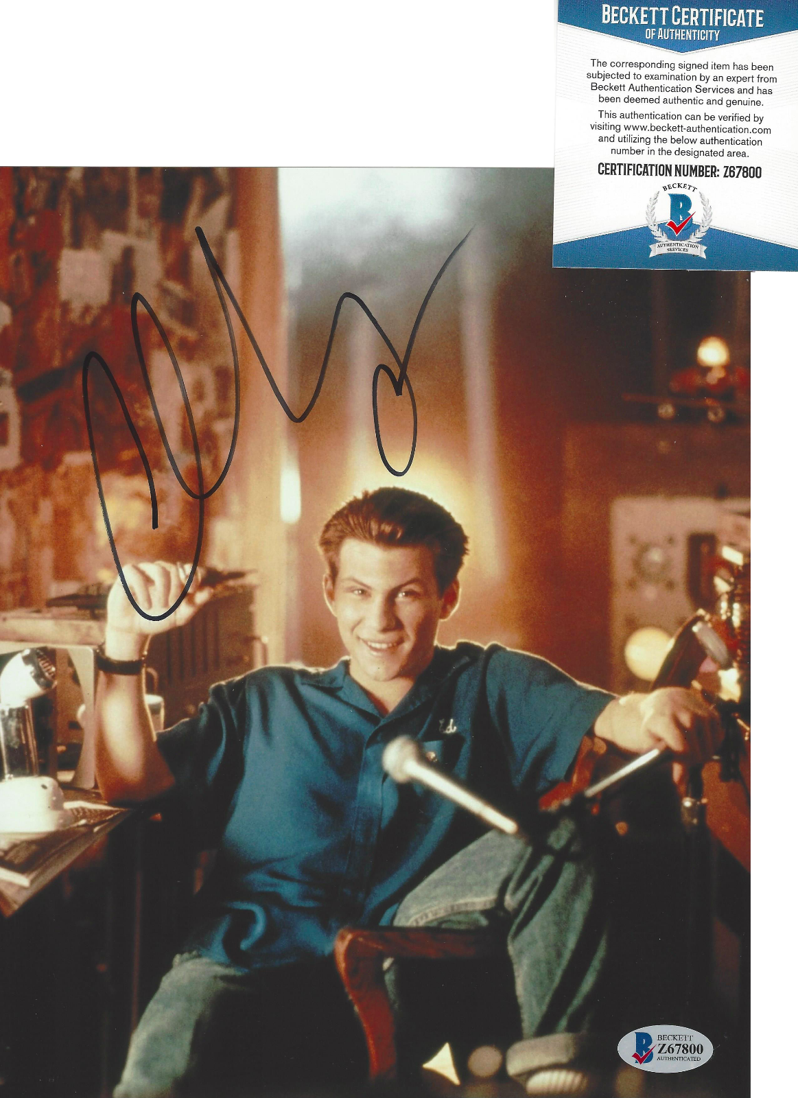 CHRISTIAN SLATER SIGNED 'HEATHERS' 8x10 MOVIE Photo Poster painting ACTOR BECKETT COA BAS