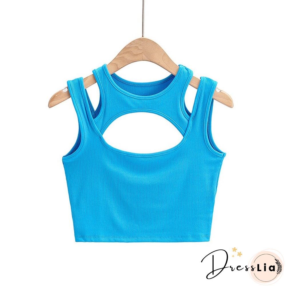 Summer NEW Arrival Women Solid Color Sexy Causal 2 Piece Croped-Tops Tanks For Ladies