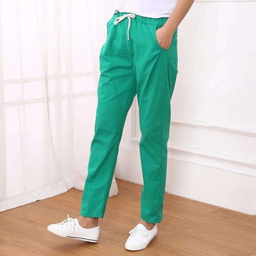 Spring Summer Woman Pants Cotton Linen Elastic Waist Harem Pants Loose Casual Solid Linens Ankle Length Capris Women's Trousers