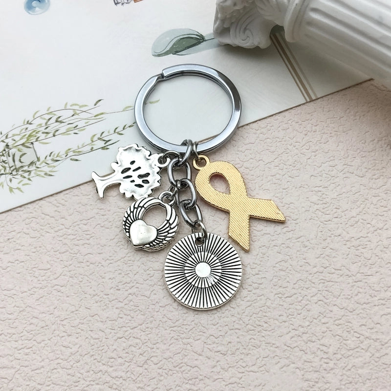 Retro Heart Shape Life Tree Wings Alloy Enamel Keychain