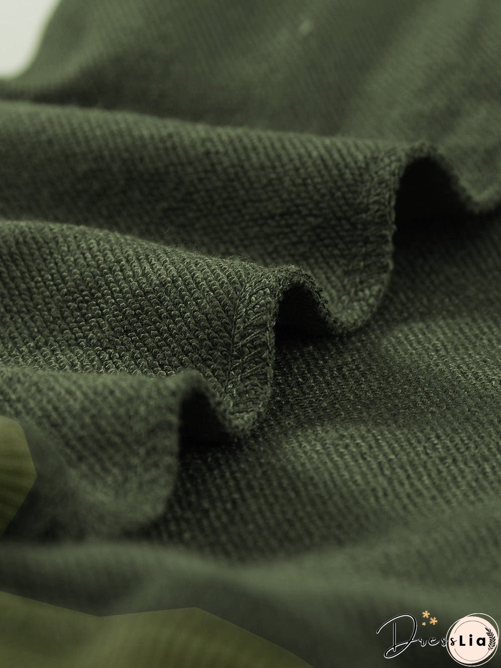 Green Crew Neck Long Sleeve Sweatshirt with Distressed Detail