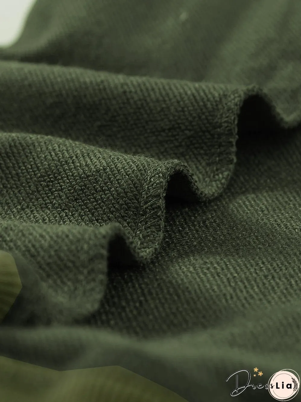 Green Crew Neck Long Sleeve Sweatshirt with Distressed Detail