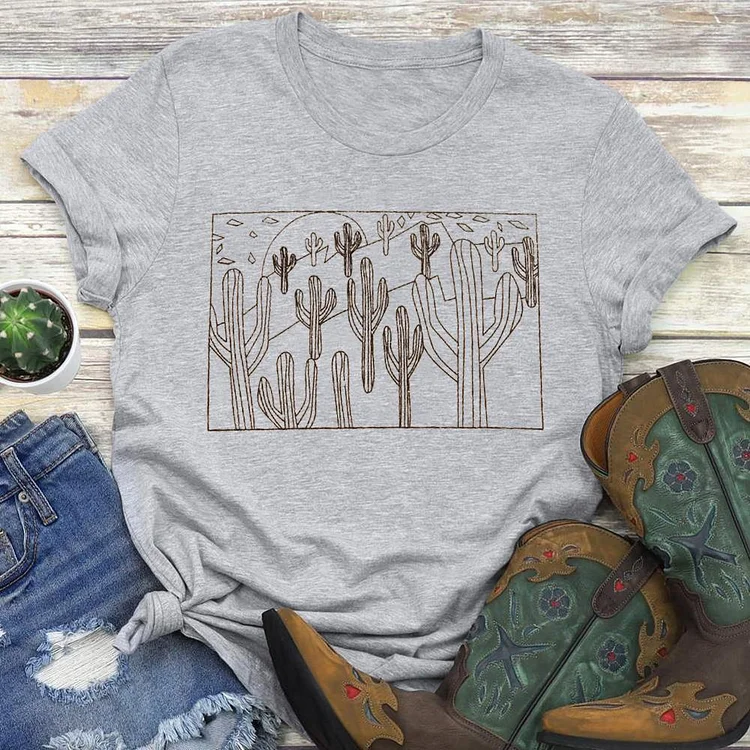 Desert Cactus Print   T-Shirt Tee - 02434-Annaletters