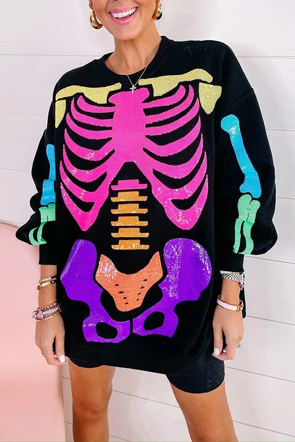 Rainbow Skeleton Sweatshirt Dress 