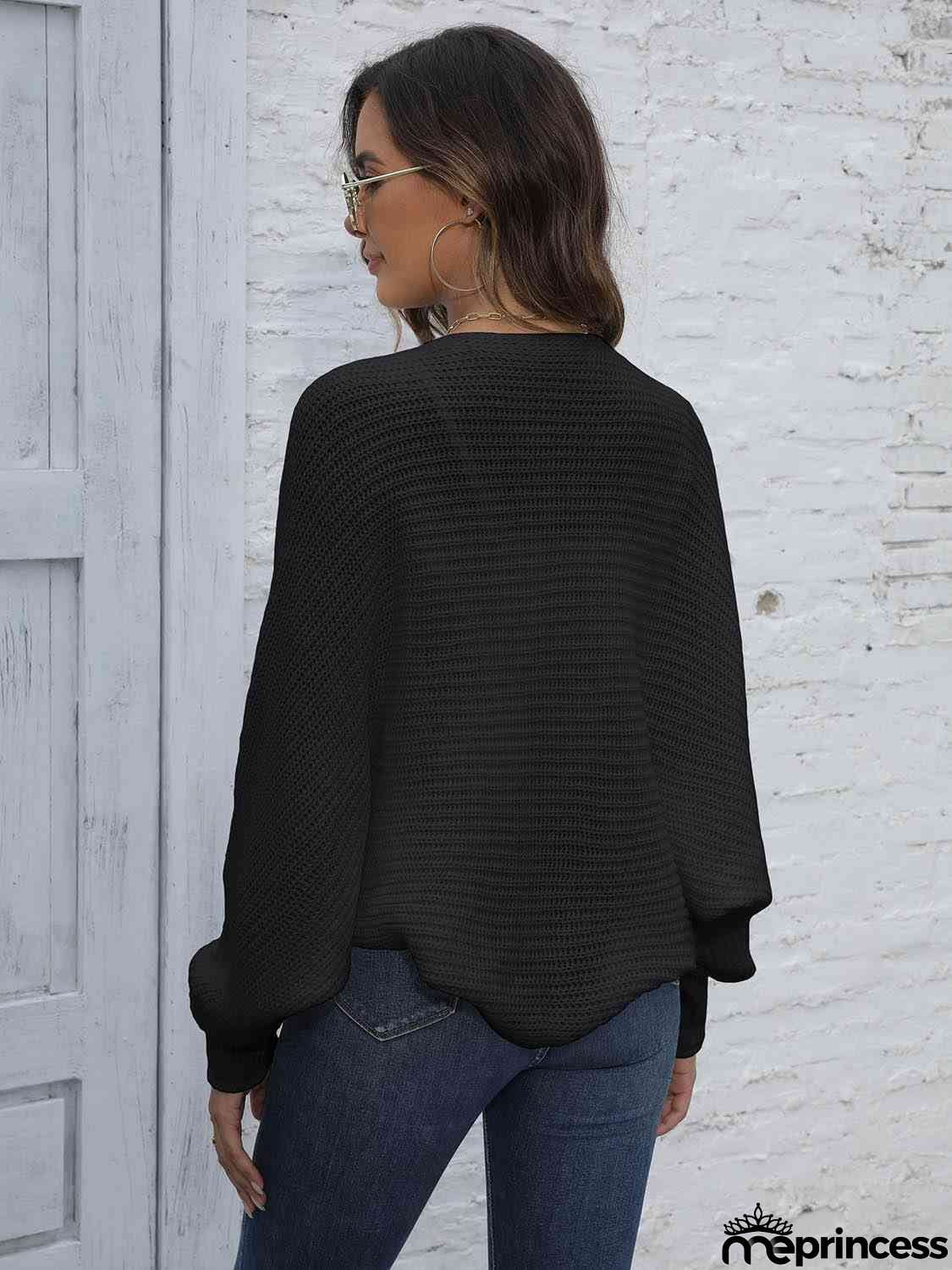Bat Sleeve Open Front Short Cardigan